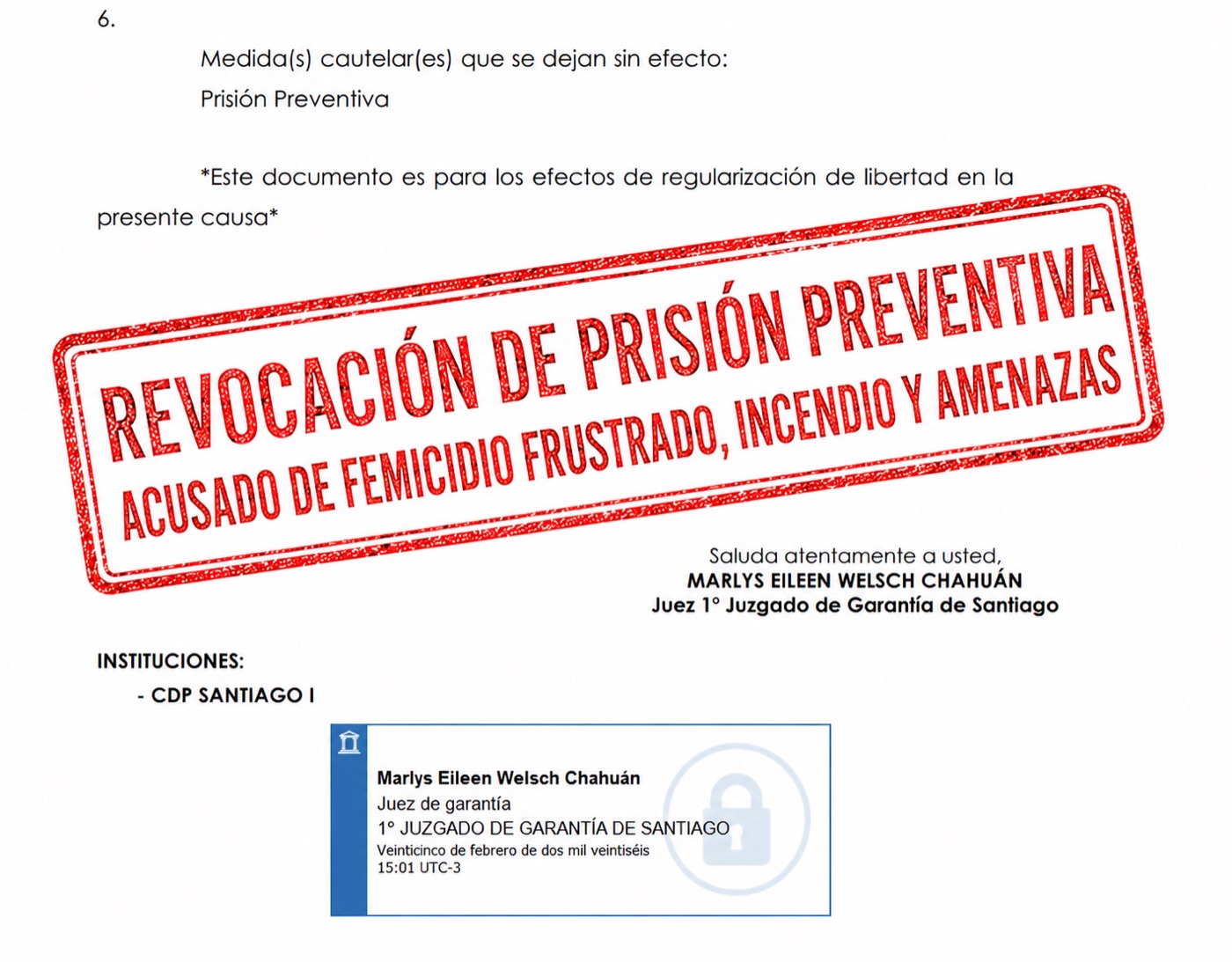 Revocación prisión preventiva